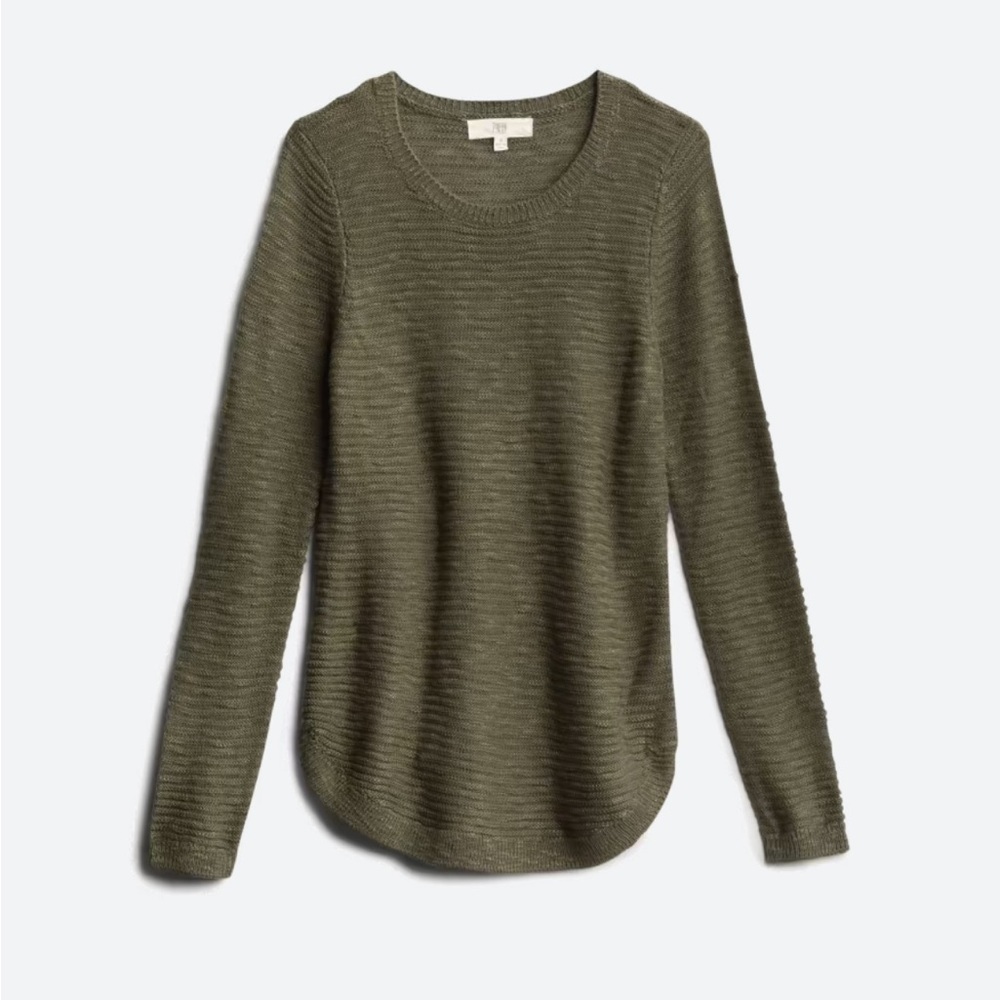 Pinque Olive Green Textured Crew Neck Pullover Sweater Size S